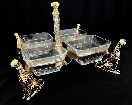 Golden glass nuts stand