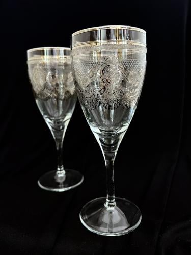Crystal glasses engraved silver 6