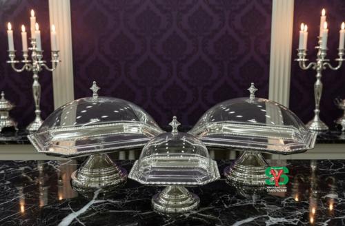 Silver stand with acrylic cover, available in 3 sizes.