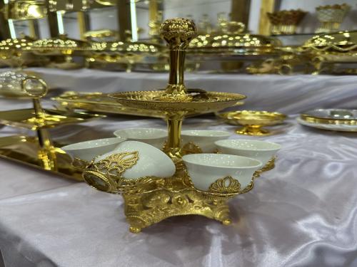 Stand with 6 golden cups