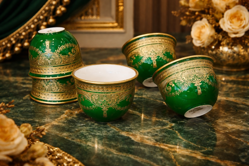 فناجيل بورسلان ليزر اخضر ١٢ قطّعه