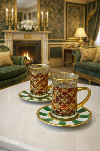 ‏بيالات كريستال ليزر اخضر ٦ قطعه