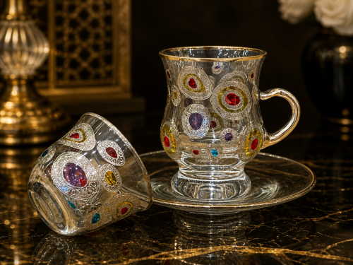 Silver teacup set, 6 pieces