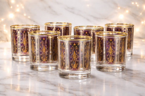 كاسات كريستال بولندي بنفسجي ٦ قطعه