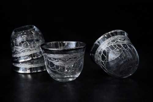 فناجيل كريستال فضي ١٢ قطعه