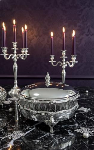 صحن نحاس مطلي فضه قطز  ٢٥ سم