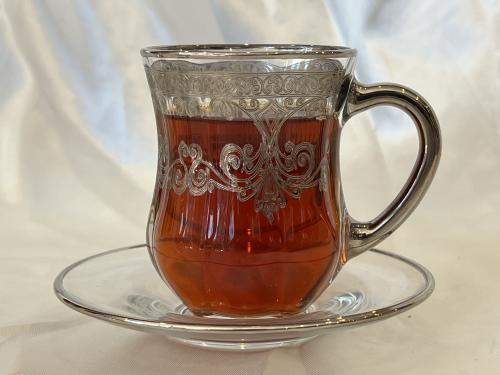 بيالات كريستال عريض نقش ليزر ٦ قطعه