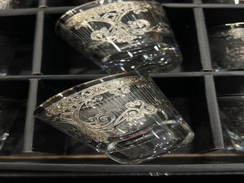 فناجيل كريستال فضي ليزر ١٢ قطعه