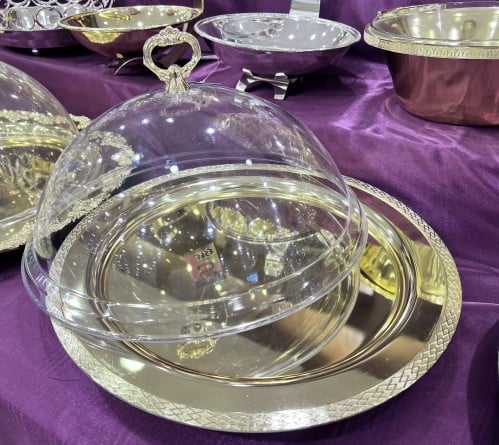 Tray with golden cover, diameter 34 cm