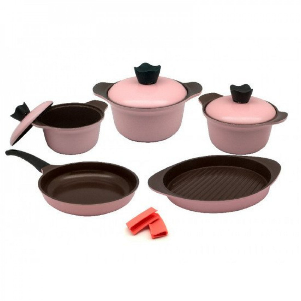 Korean cookware set of 20 pieces pink color