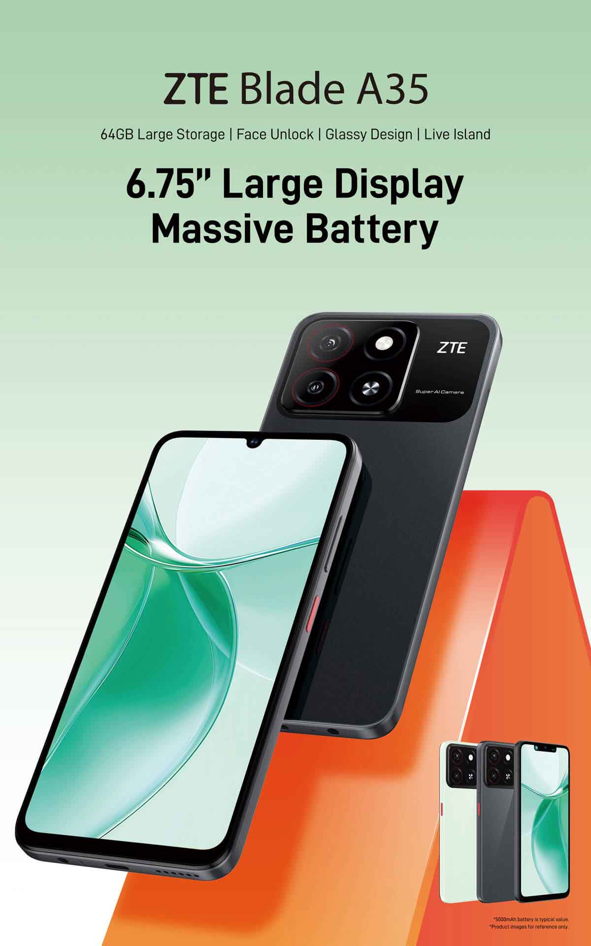 جوال ZTE Blade A55 ذاكرة 64 جيجا رام موسعه 6 جيجا - حلول