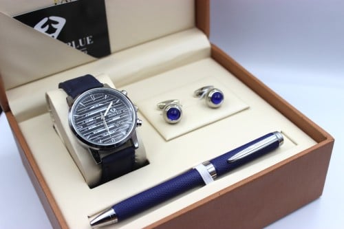 طقم فاخر من ساعة و كبك وقلم  من FANDER BLUE
