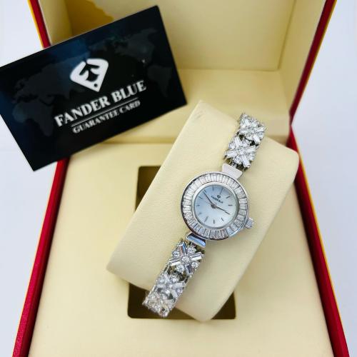 ساعة نسائية سهرة فاخرة من فاندربلو تصميم زركون دائري ذهبي وفضي