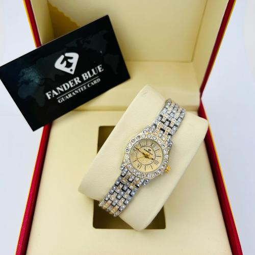 ساعة فاندربلو كريستال فاخرة تصميم نسائي مرصع بأرقام رومانية