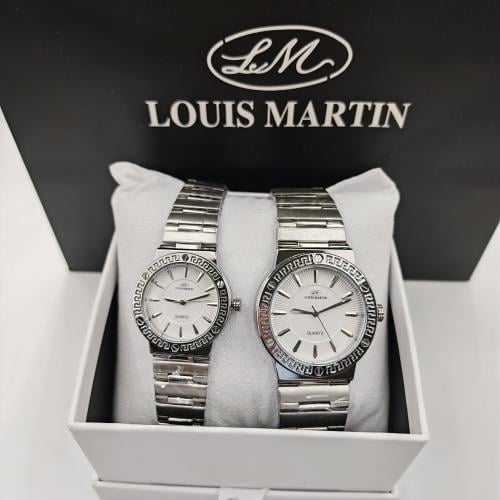 طقم ساعة  فاخرة ستيل تصميم فرزاتشي رجالي نسائي من LOUIS MARTIN