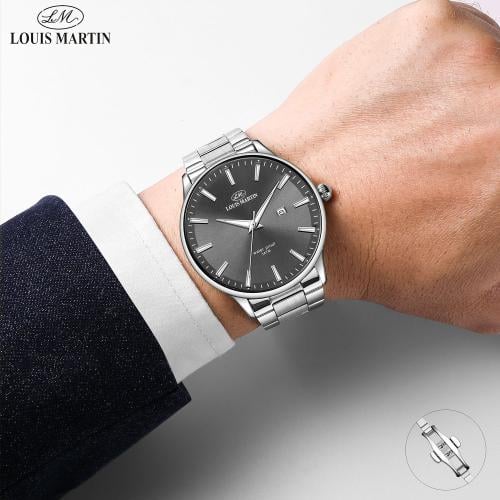 ساعة ستيل رسمية فاخرة 43 ملم رجالي من لويس مارتن