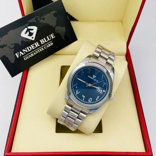 ساعة رسمية فاخرة بأرقام عربية تصميم رولكس رجالي من فاندربلو