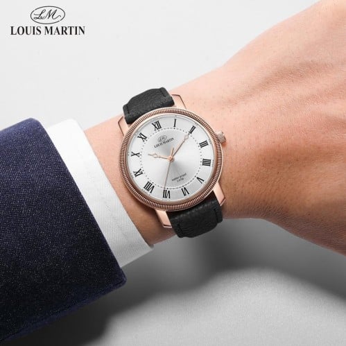 ساعة رسمية سير جلد بأرقام رومانية رجالي من LOUIS MARTIN