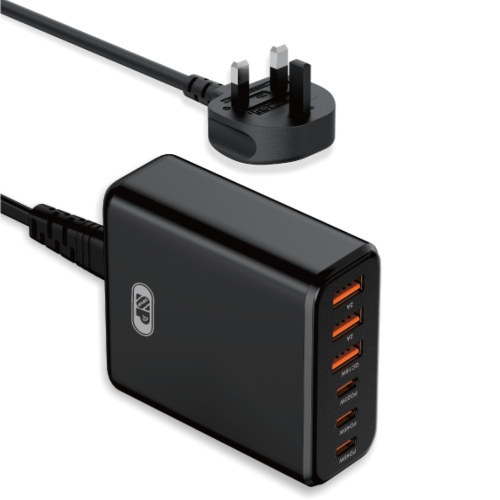 شاحن جداري 3 منافذ تايب سي و 3 USB بقوة 120 واط
