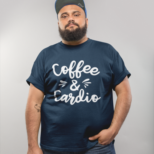 تيشيرت (Coffee & Cardio) ازرق كحلي - 1004