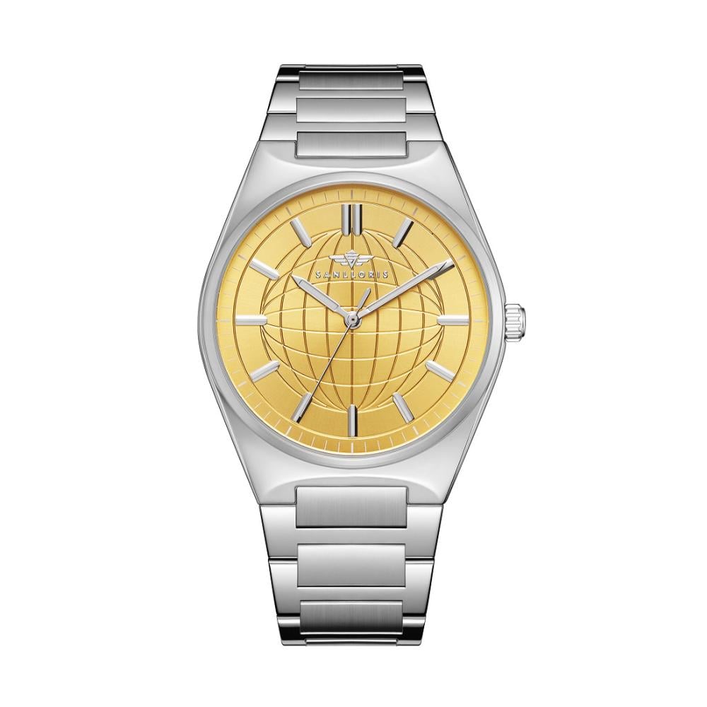 ساعة رجالية فضي مينا كموني ماركة سان لوريس