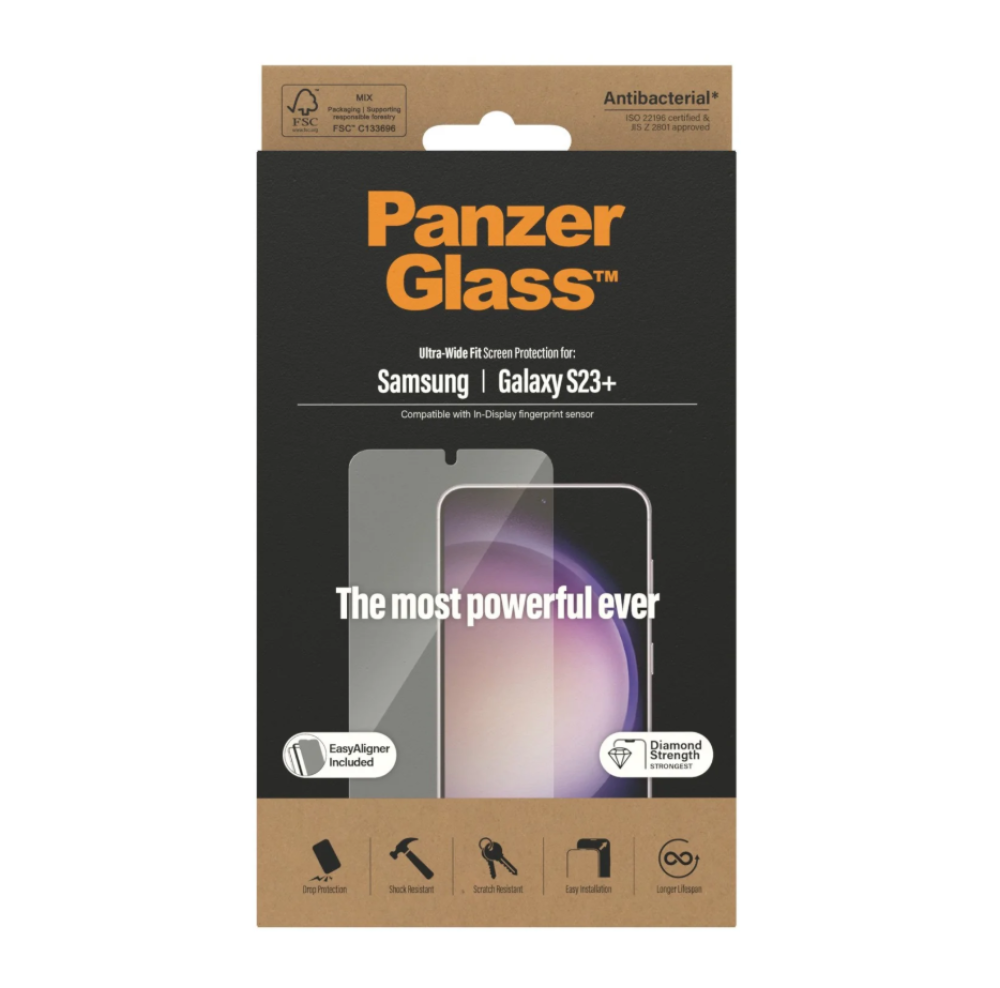 واقي شاشة PanzerGlass® لهاتف Samsung Galaxy S23+ – تغطية فائقة الاتساع مع أداة EasyAligner