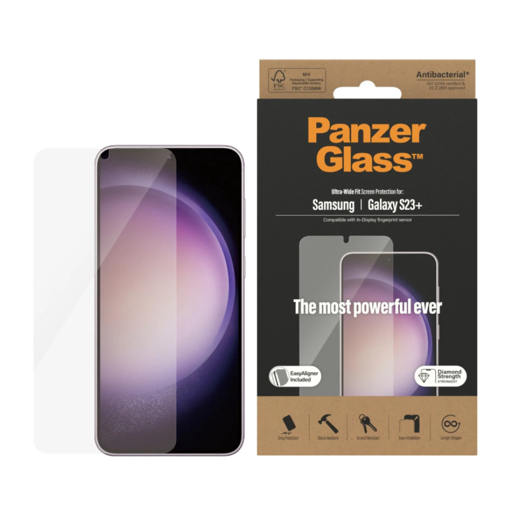 واقي شاشة PanzerGlass® لهاتف Samsung Galaxy S23+ – تغطية فائقة الاتساع مع أداة EasyAligner