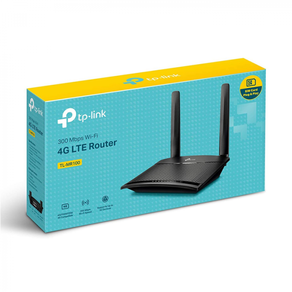 راوتر انترنت واي فاي بسرعة 300 ميجابت تدعم شبكة 4G موديل TL-MR100 من تي بي لينك