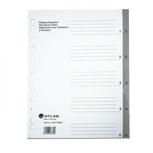 Atlas Plastic Divider A4 1-5 Bx=50st