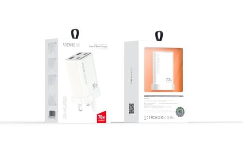 فيدفي شاحن جداري    GaN Dual USB &  Dual Type-C 70W Fast Charger XL-PLB122