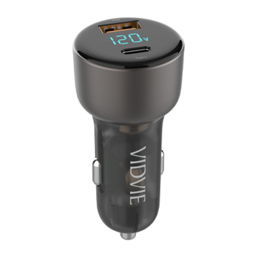 فيدفي شاحن سيارة بشاشة رقمية بمنفذين USB و USB-C