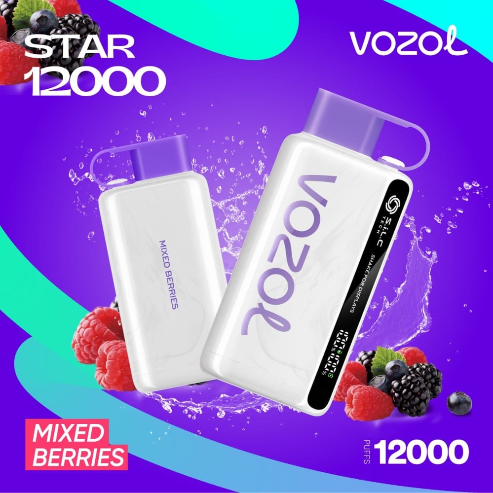 فوزول ستار توت مشكل 12 الف سحبة Vozol Star 12000 PUFF Disposable – Mixed Berries