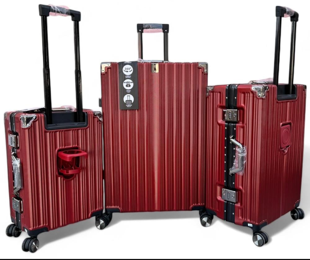 شنط سفر 3 قطع بوكس بدون سحاب(احمر) | امان اكثر