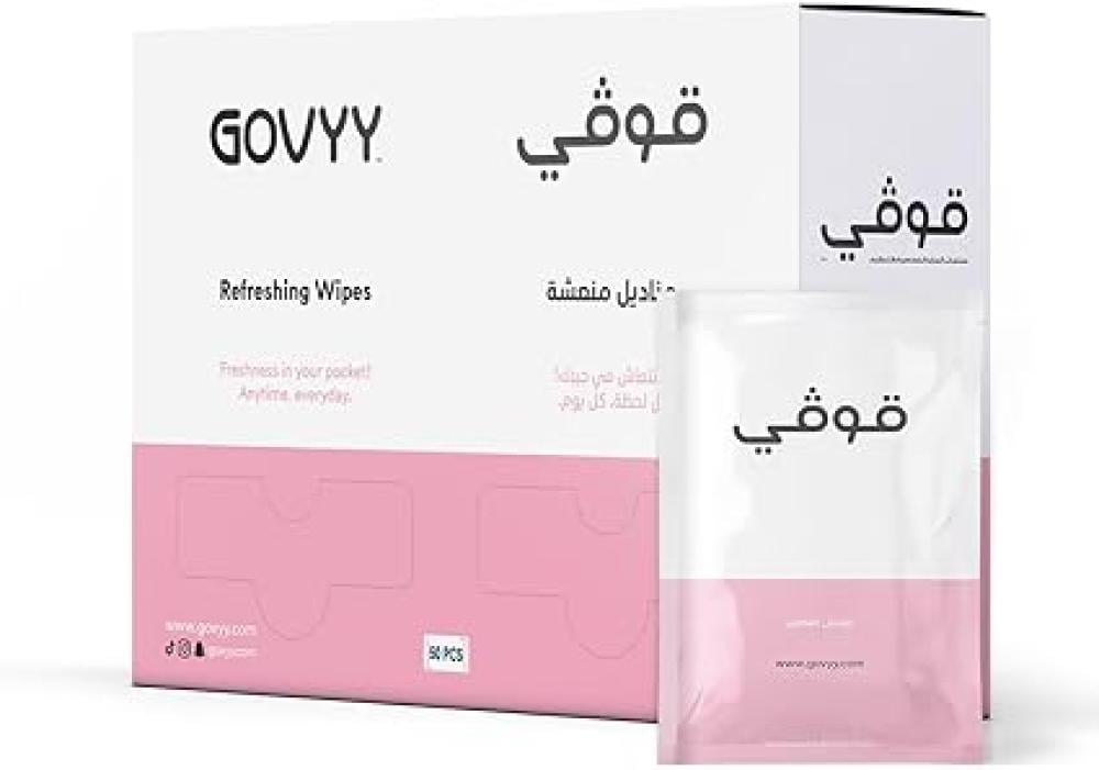 مناديل قوفي المنعشة – 50 قطعة معطرة فرنسيًا، مغلفة فرديًا للحماية أثناء التنقل