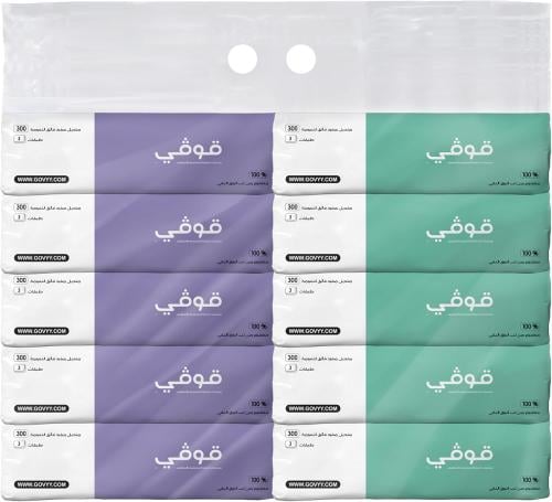 مناديل وجه جوفي 3 طبقات – 300 منديل × 10 علب | نعو...