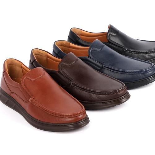 حذاء مودرن Comfort سادة فلات جلد بقر طبيعي (W380)