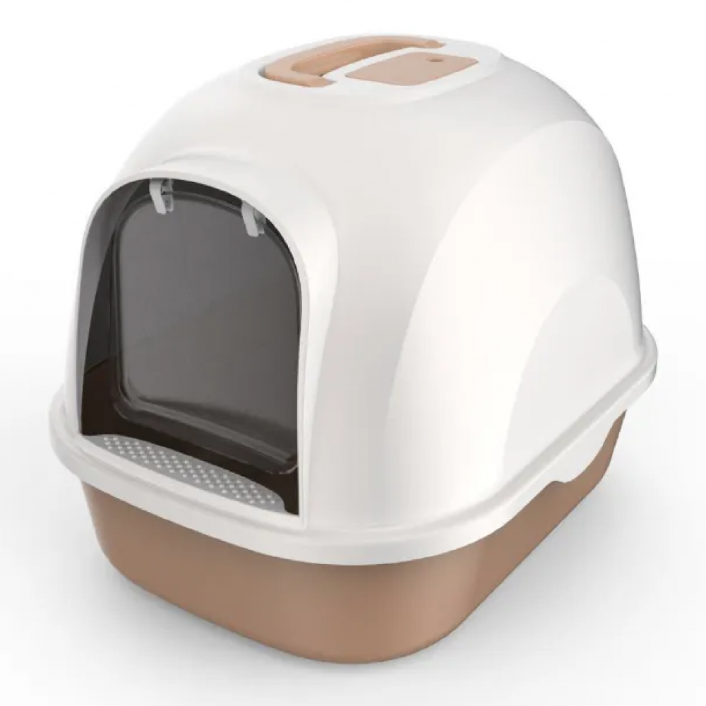 Large sealed liter box with scoop and odor-absorbing filter