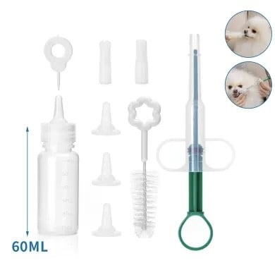 مجموعة زجاجات الرضاعة والمحاقن للحيوانات الاليفة
