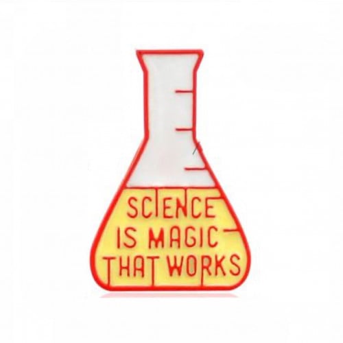بروش بتصميم زجاجة كيمائية بعبارة SCIENCE IS MAGIC...