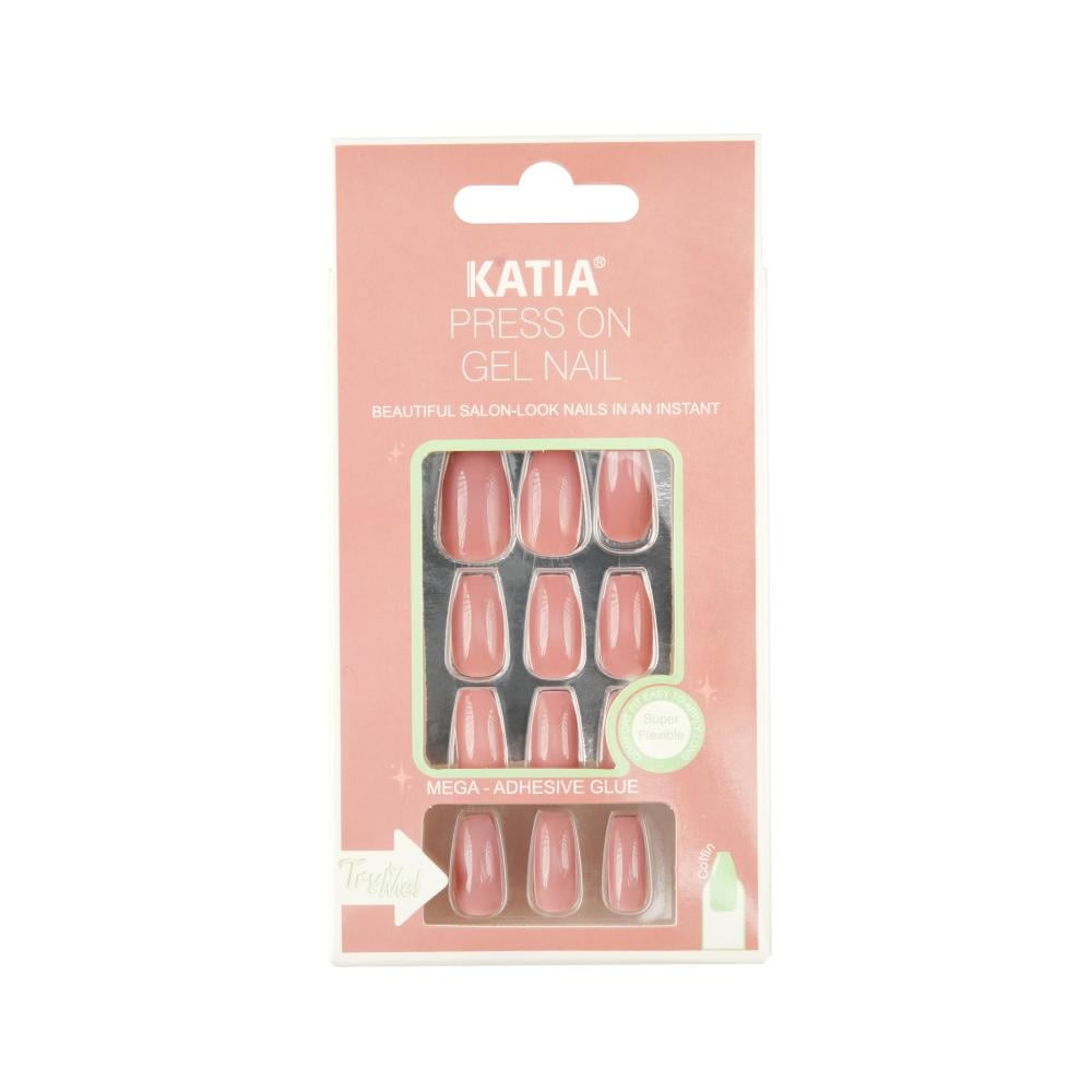 Katia Press On Gel Nail Coffin - Mulberry 09