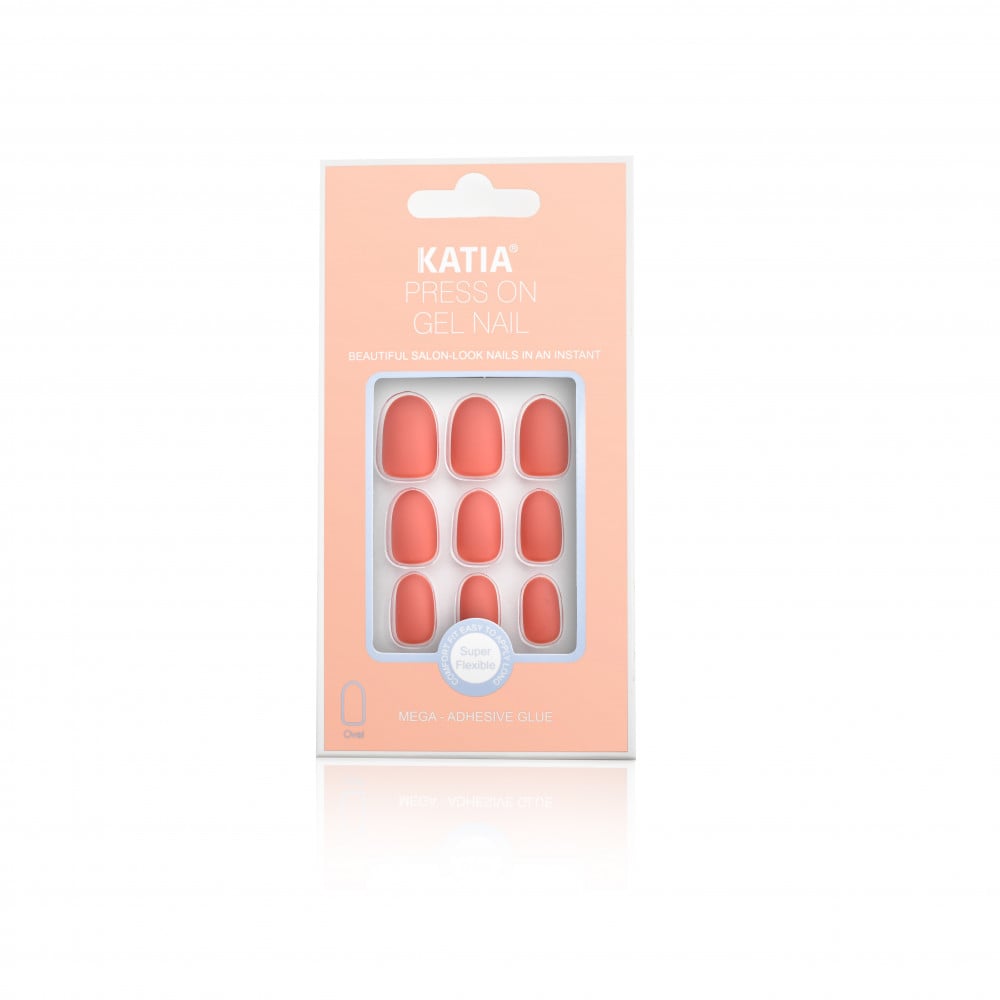 Katia Press On Gel Nail Oval - Hot Pink 12