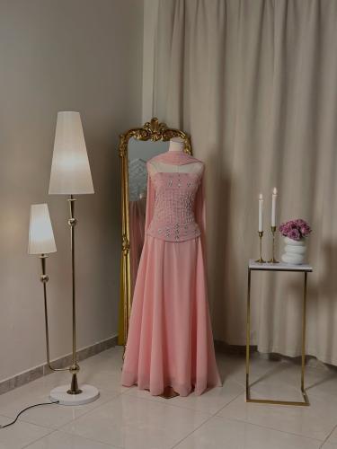 6272-فستان طويل مع شال