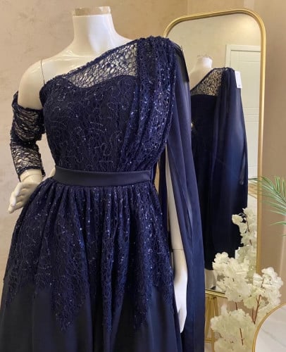 فستان سهرة ميدي كحلي 3214