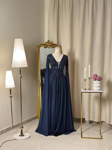 6281 ~ فستان كحلي طويل