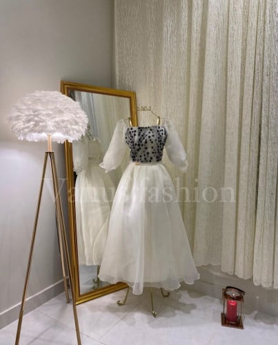 فستان سهرة ميدي  ( 2 لونين) 3459