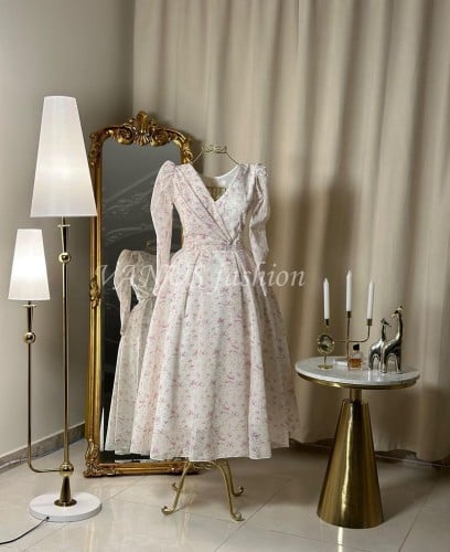 Floral midi dress with sleeves 4374