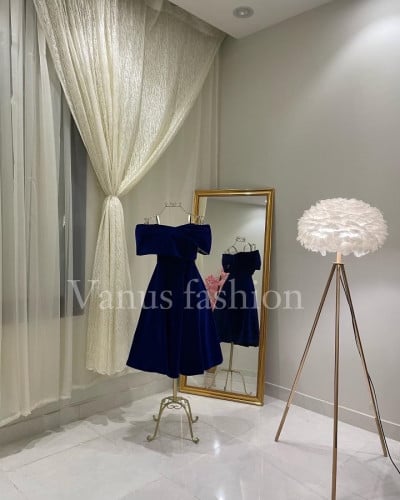 فستان مخملي ميدي ( 2 لونين) 3648