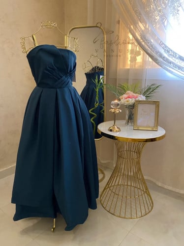 فستان سهرة طويل تركوازي 3296