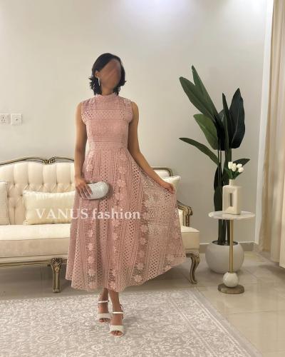 5658 -فستان وردي بلمسة كلاسيكية راقية