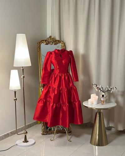 5712 - فستان ميدي فاخر بلمعة جميلة